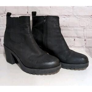 Vagabond Boots Womens 10 Nubuck Leather Thick Chunky Platform Lug Sole Side Zip